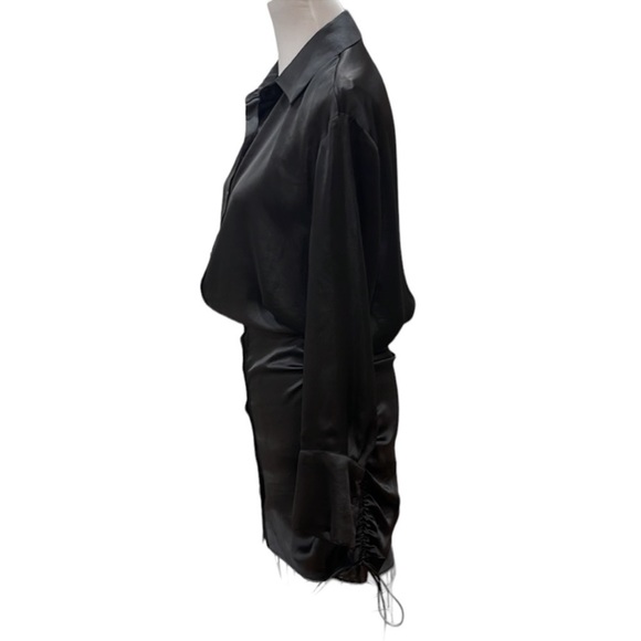 Zara Satin Shirt Mini Dress Black Blogger’s Favorite - Picture 15 of 16
